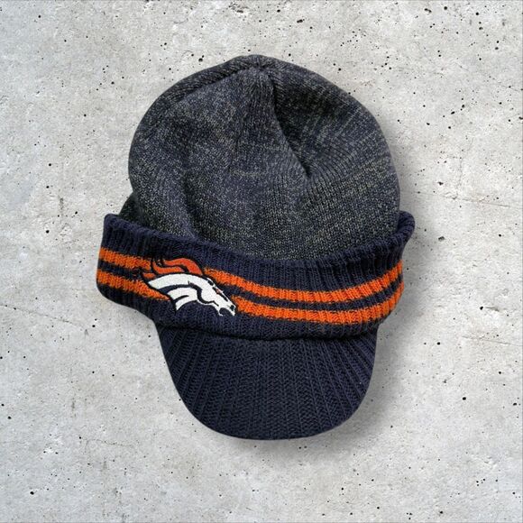 Denver Broncos NFL Knit Visor Beanie On Field Reebok One Size Acrylic Cotton - Picture 1 of 5